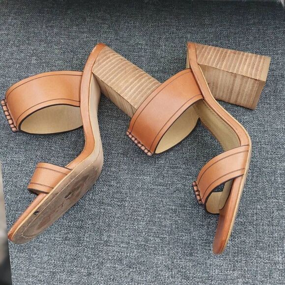 SPLENDID Tacy Double Strap Leather Stacked Block 3.25" Heel Size 7 - Picture 5 of 11